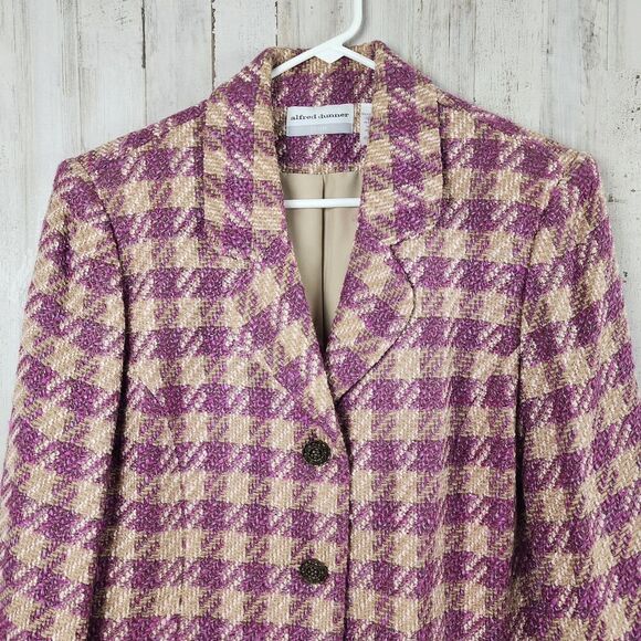Alfred Dunner Blazer Purple Tan Check Size 12P - Picture 4 of 11